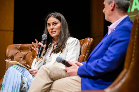 Alexandra Lebovits Benedon, Executive Board Member of the New York Israel Chamber of Commerce, discusses how tech investments can be used to combat antisemitism with Moshe Bellows, Managing Partner of Maccabee Ventures.